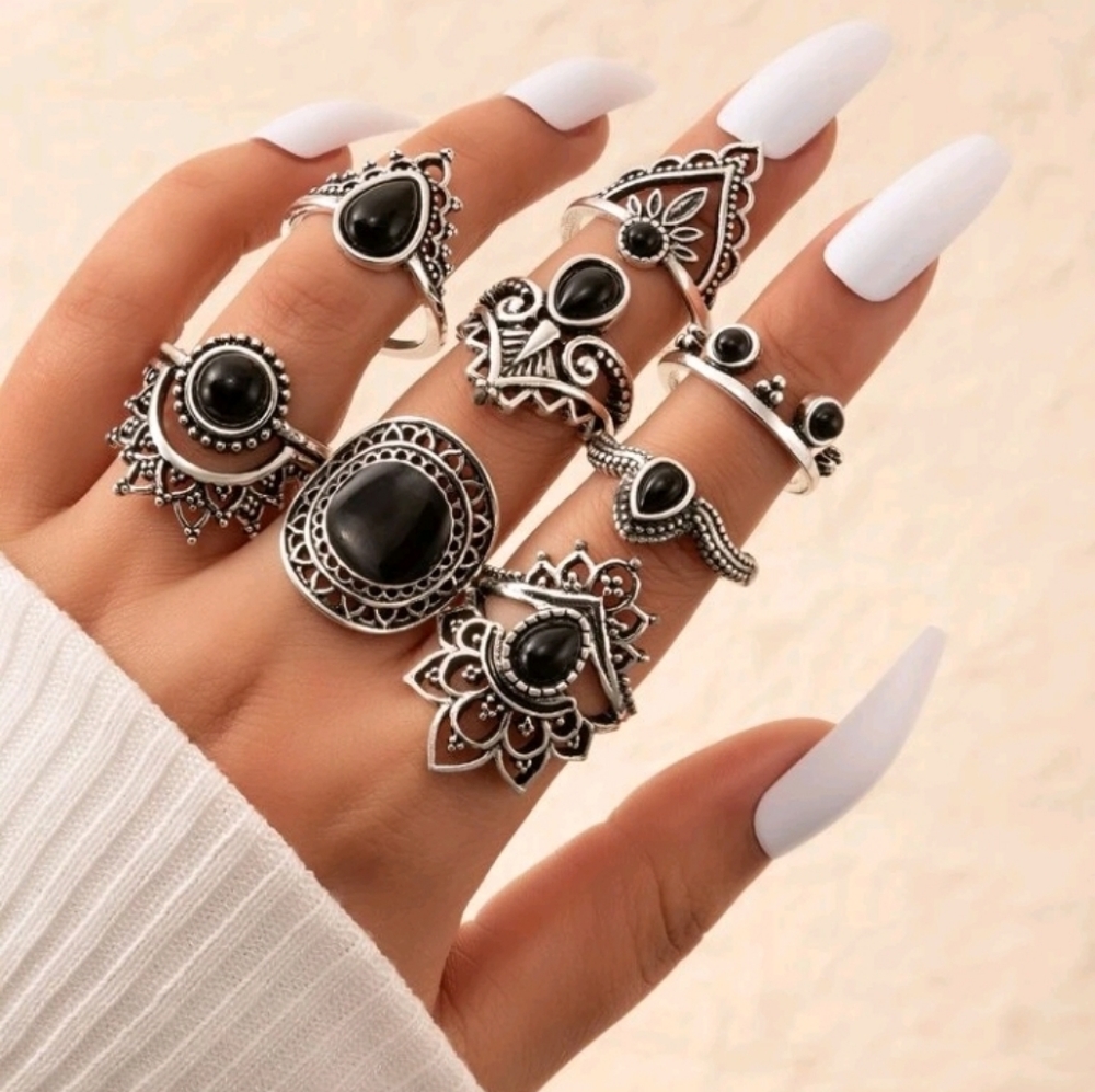 🔥HP 🔥Boho fashion rings 8pc set - Picture 1 of 1